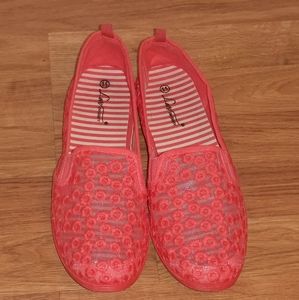 Pink slip on shoes